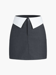 Fold Over Buttoned Skirt