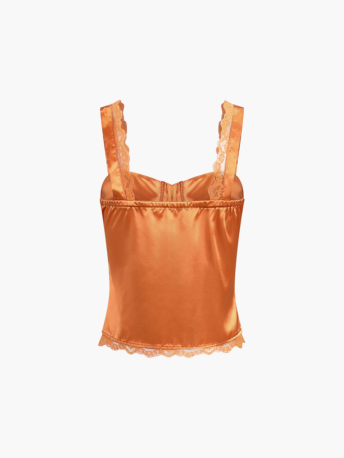 Vitamin C Lace Trim Satin Crop Top