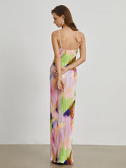 Tie Dye Pleat Long Dress