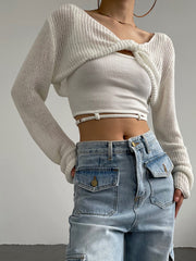 Twisted Front Long Sleeve Crop Top