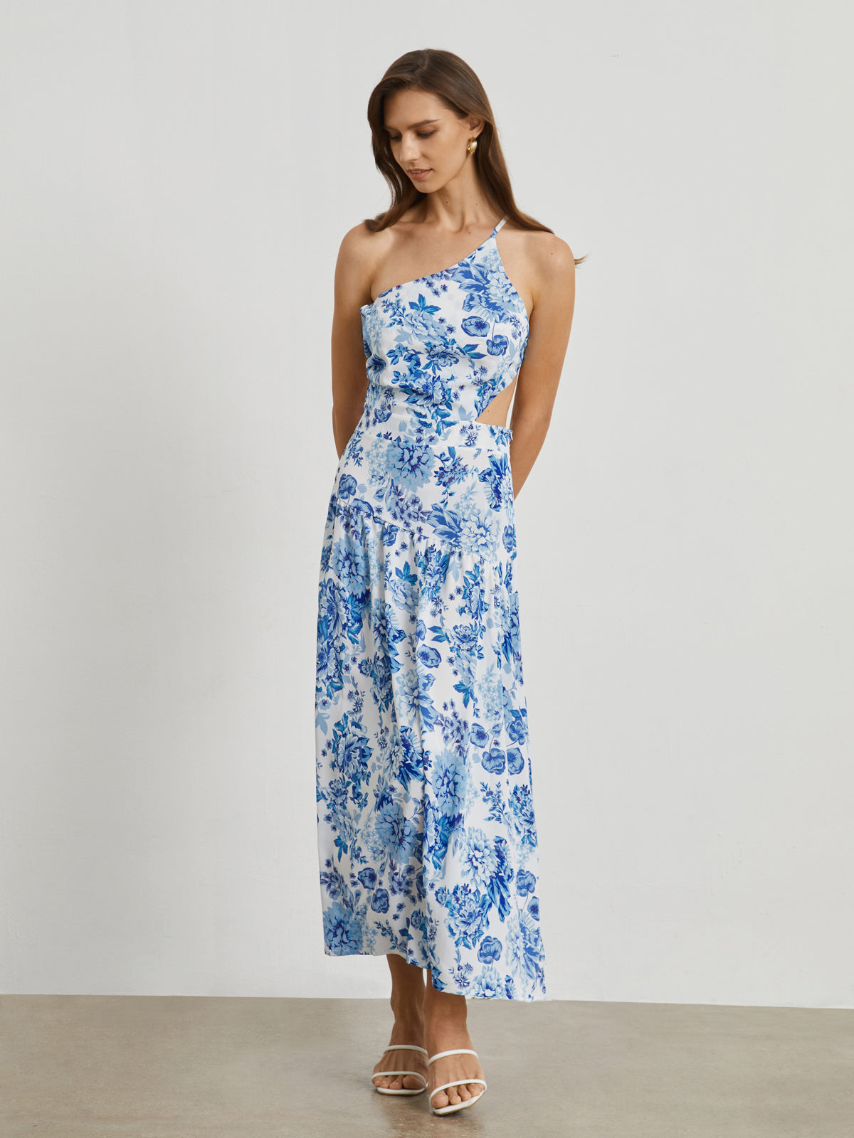 Blue Rose Open Back Midi Dress