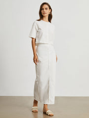 Paros Cotton Linen Two Piece Skirt Set