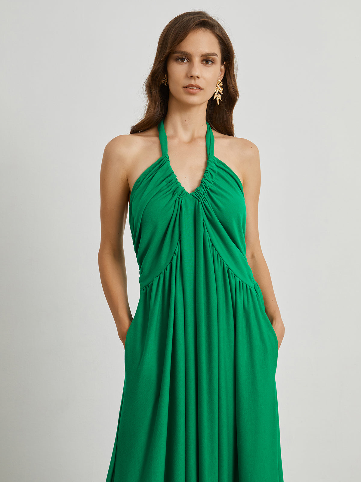 Tied Halter Open Back Long Dress