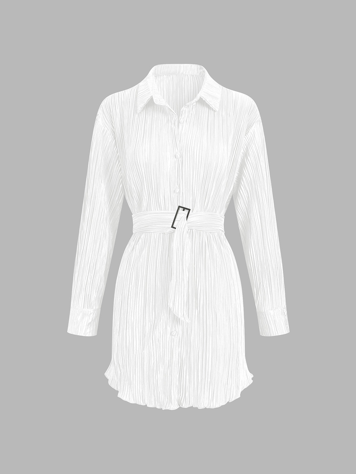 Pleat Tied Short Shirt Dress