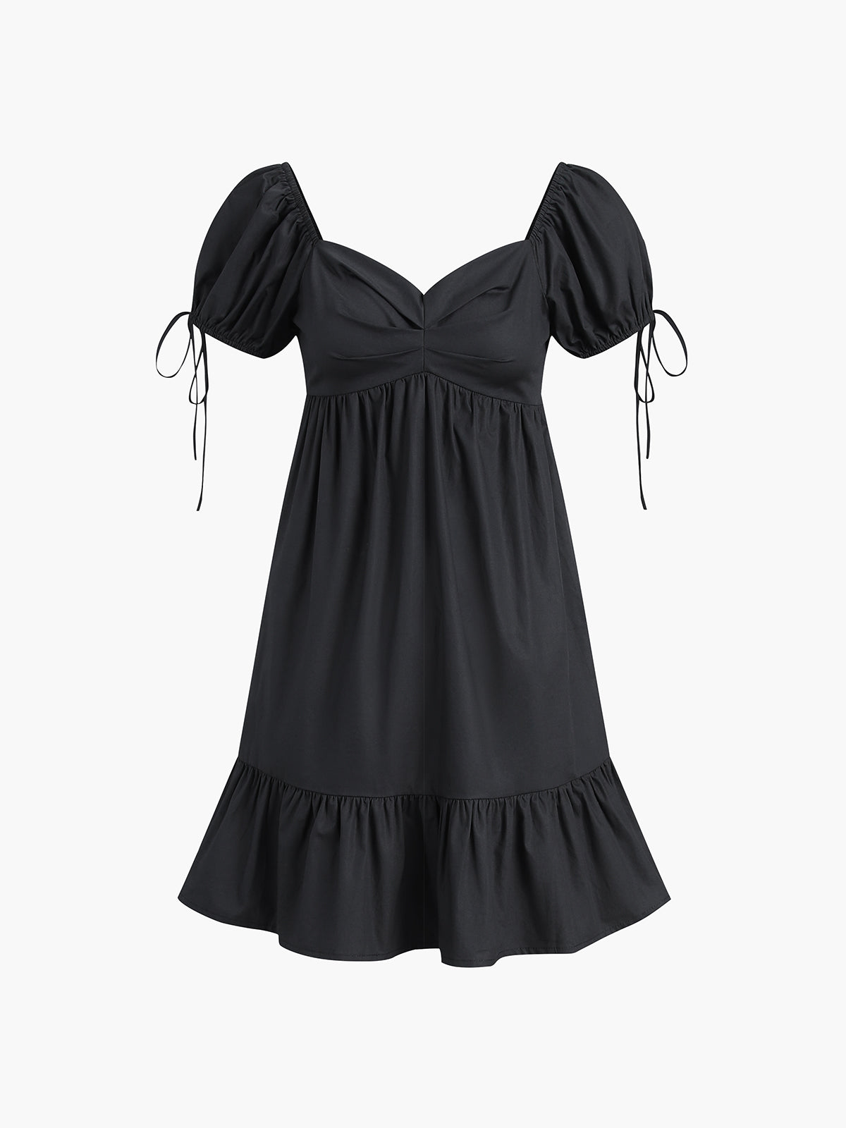 Cowboy Puff Sleeve Ruched Short Dress