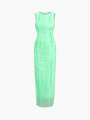 Mint Zippered Mesh Midi Dress