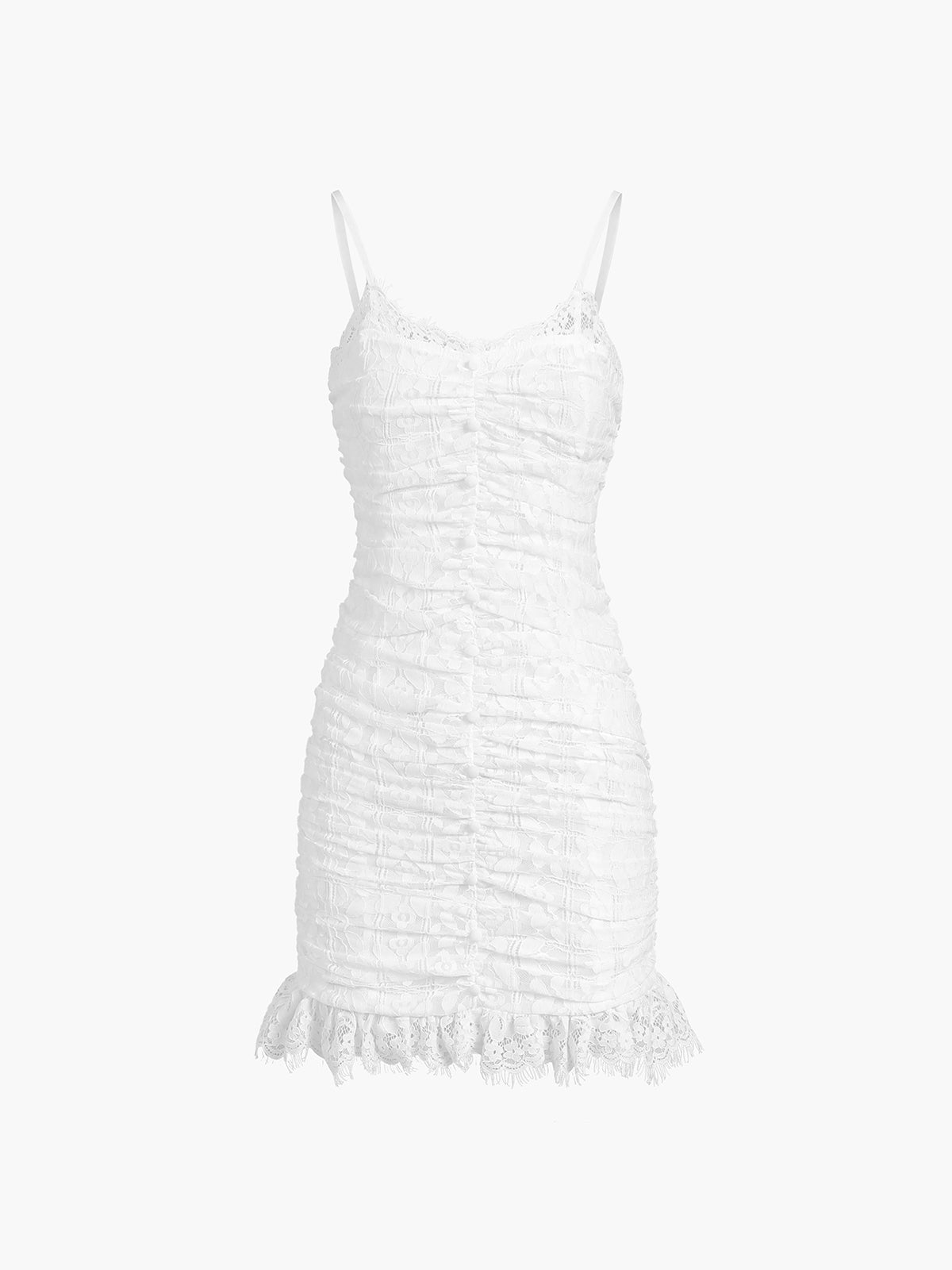 Ruched Zippered Lace Short Dress