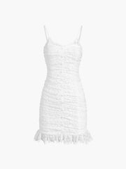 Ruched Zippered Lace Short Dress