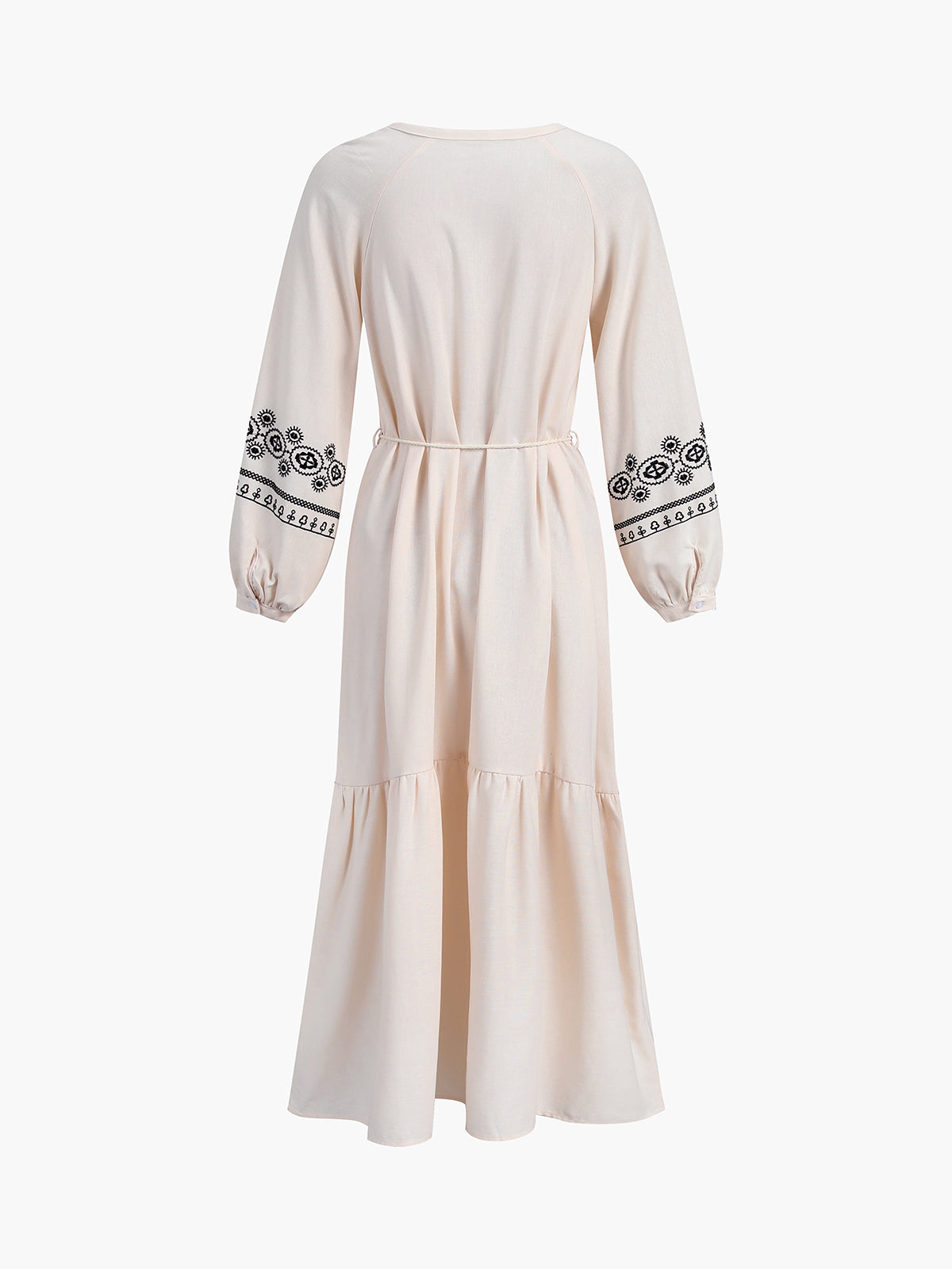 Leisure Embroidered Tied Midi Dress