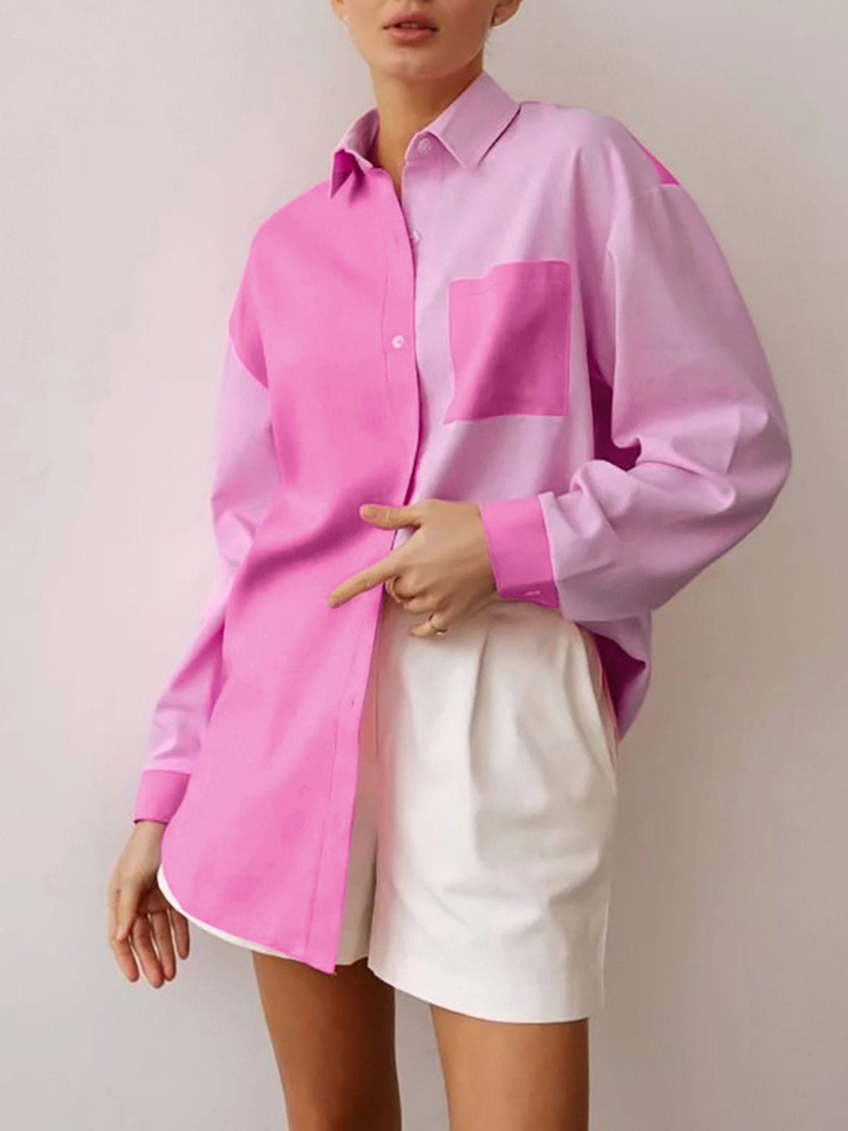 Rosy Chateau Patchwork Oversized Shirt