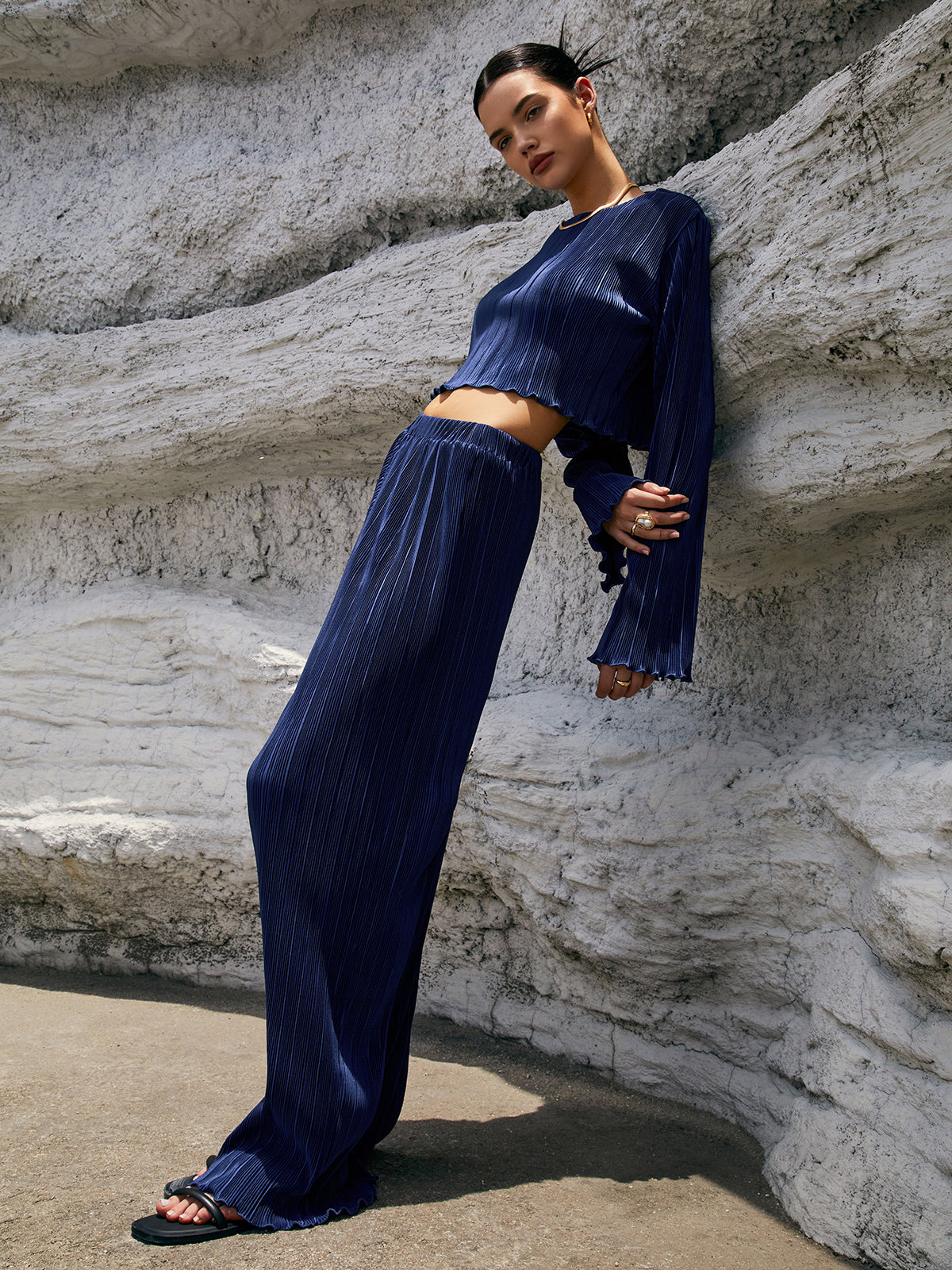 Heart Of Ocean Plisse Two Piece Pants Set