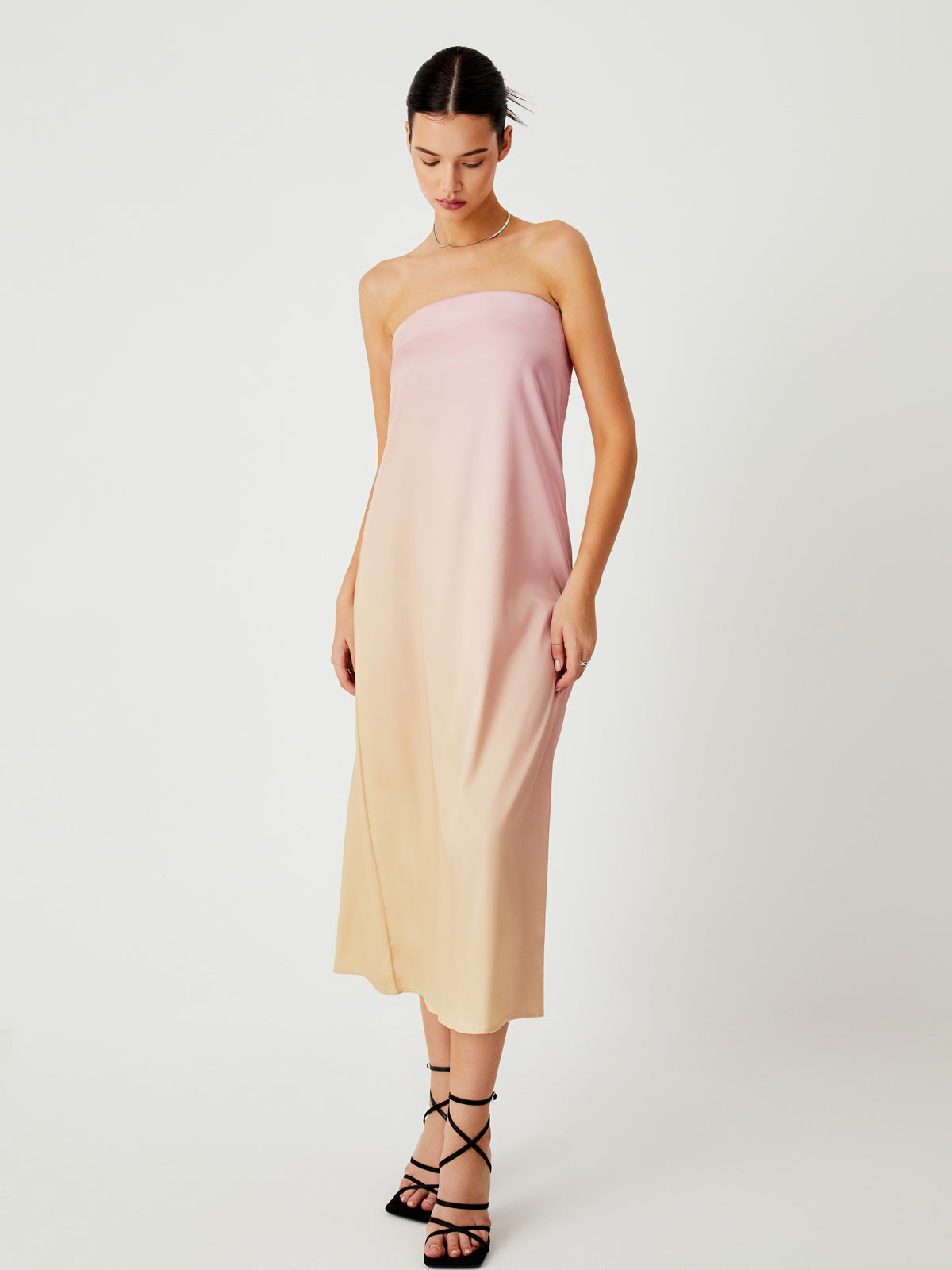 Daybreak Ombre Satin Midi Tube Dress