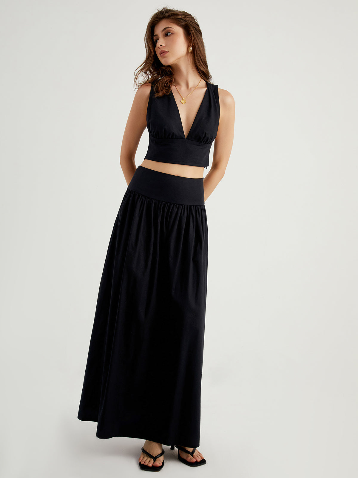 Eleganza Open Back Two Piece Skirt Set