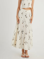 Embroidered Floral Long Skirt