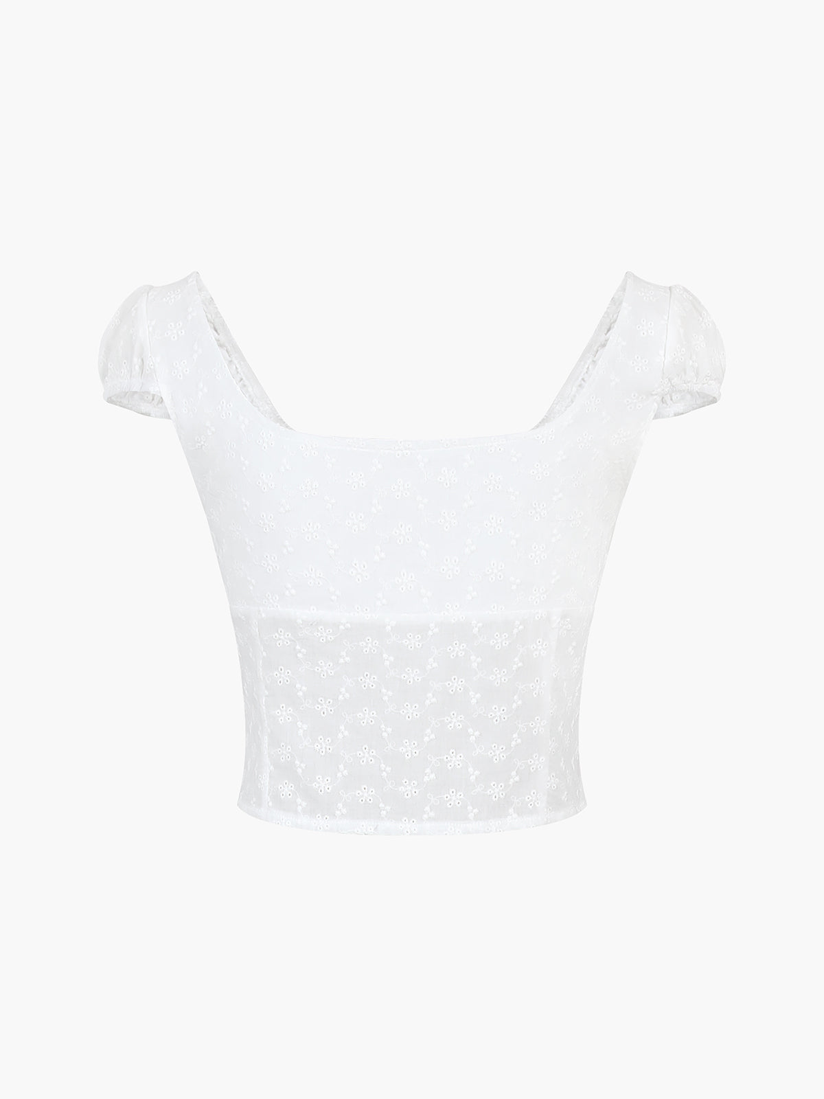 Coastal Cowgirl Cap Sleeve Eyelet Crop Top