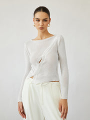 Oblique Buttoned Cover Up Knit Top