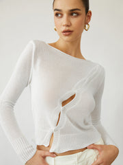 Oblique Buttoned Cover Up Knit Top