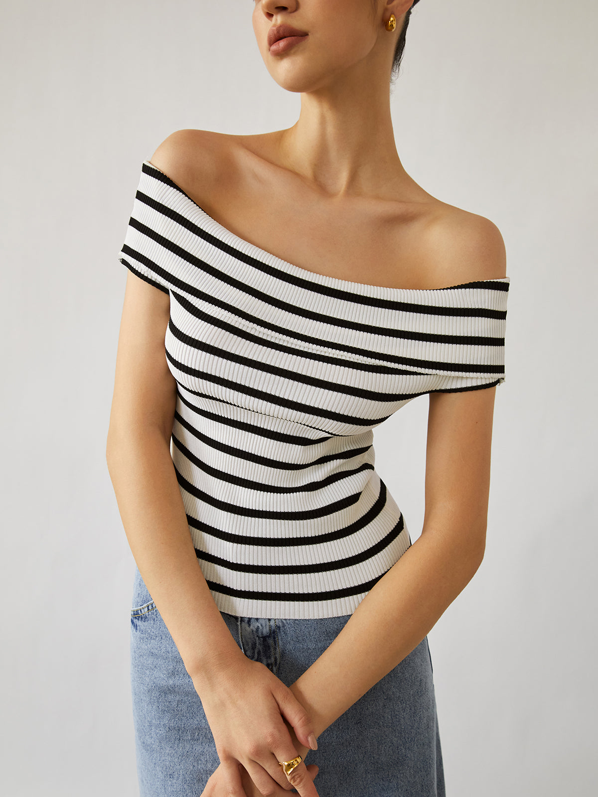 Stripe Off Shoulder Top