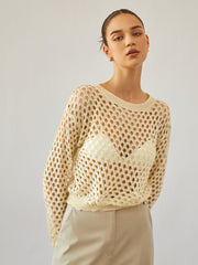 Paros Crochet Pointelle Cover Up Top