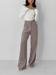 Business Casual Pleat Wide Leg Dress Pants