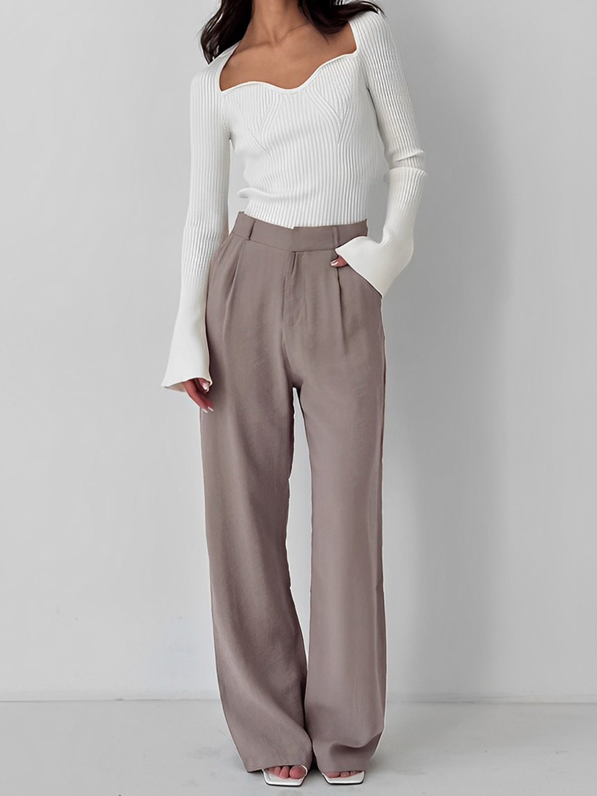 Business Casual Pleat Wide Leg Dress Pants