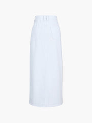 White Denim Slit Maxi Skirt