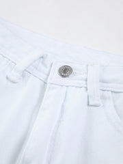 White Denim Slit Maxi Skirt