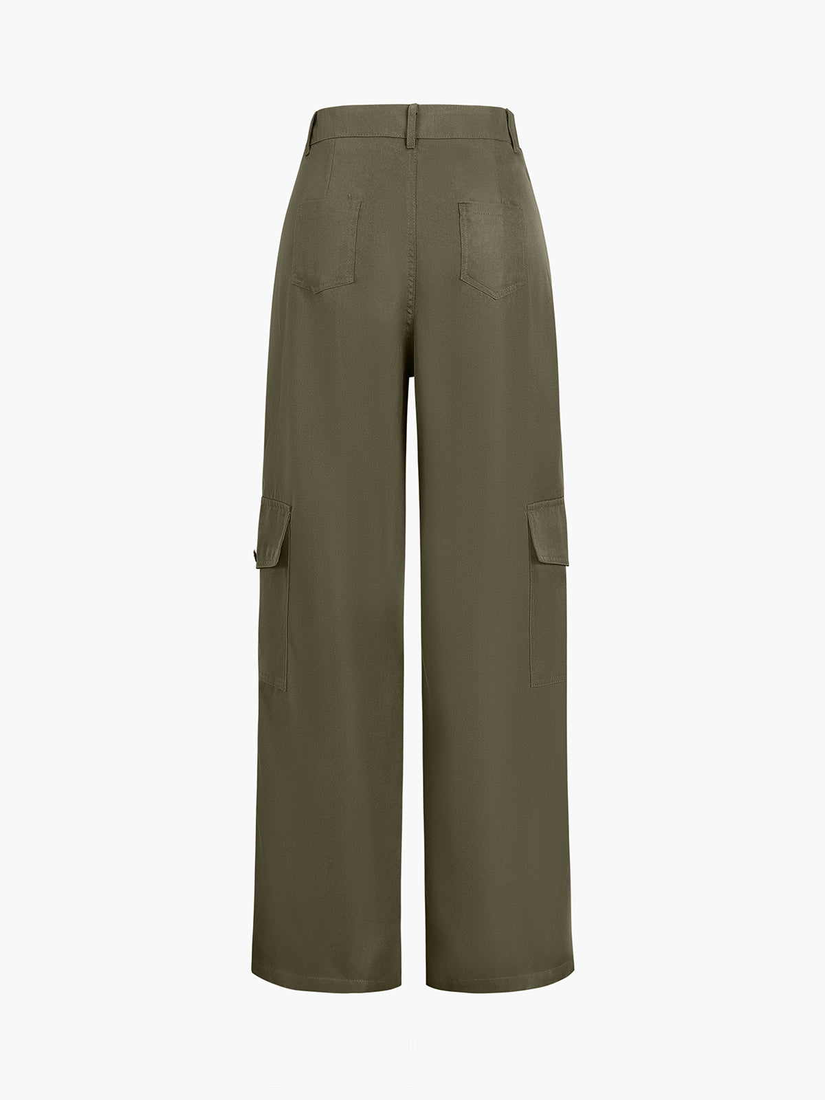 Buttoned Cargo Pockets Straight Leg Pants