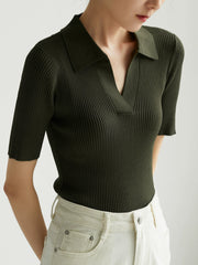 Basic Polo Knit Top