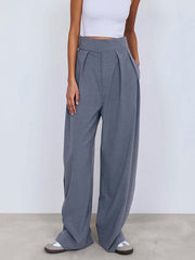 Street Fold Over Pleat Wide Leg Pants