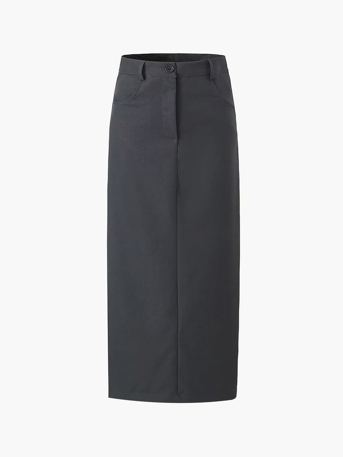 Pockets Buttoned Slit Maxi Skirt