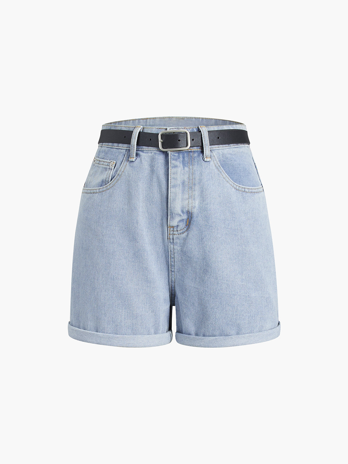 Belted Denim Shorts