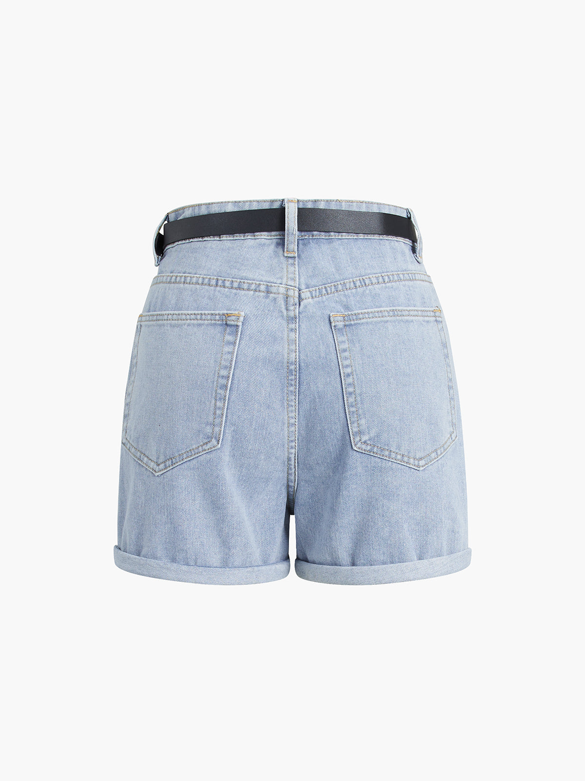 Belted Denim Shorts