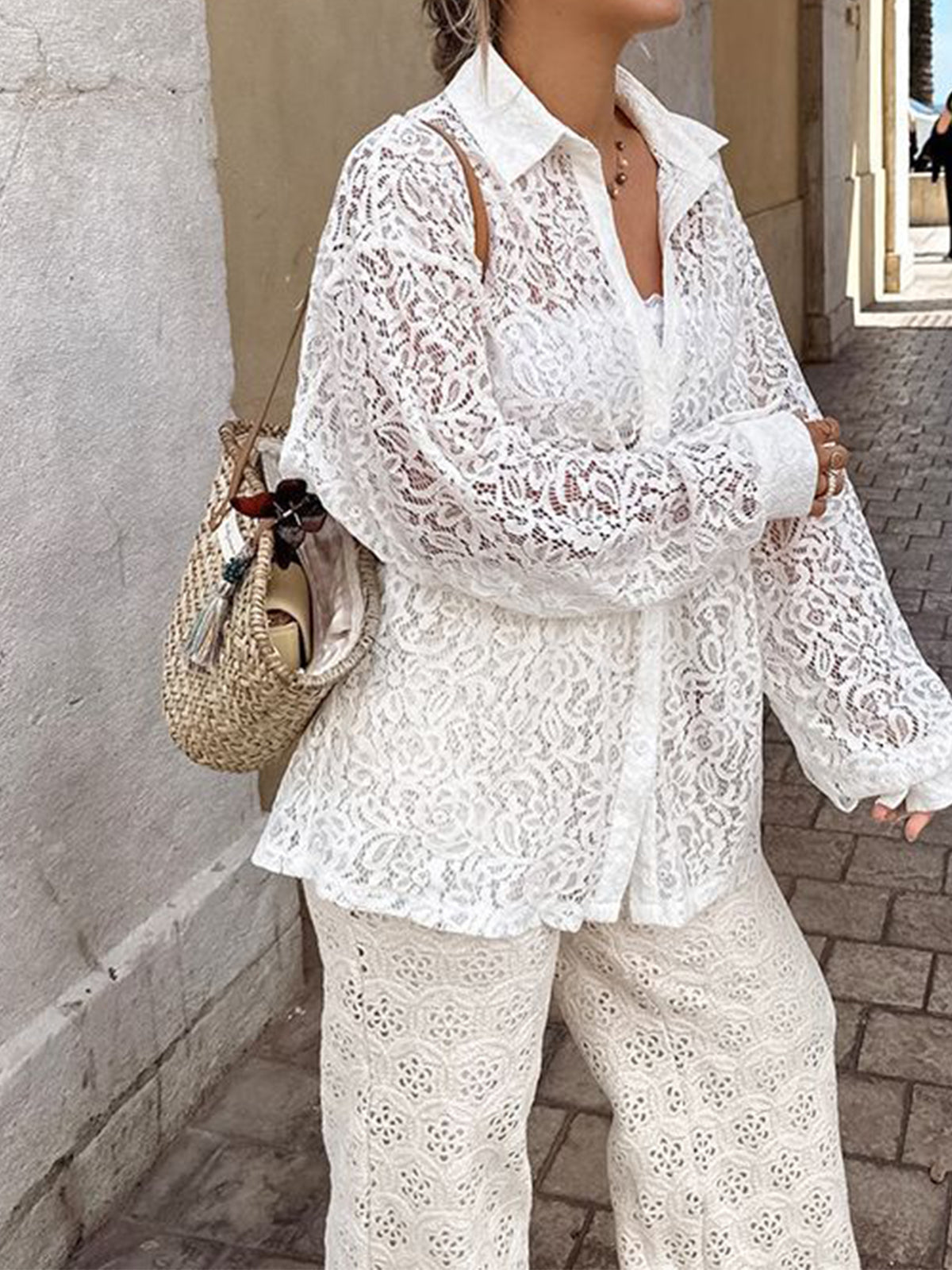 Floral Lace Cover Up Shirt