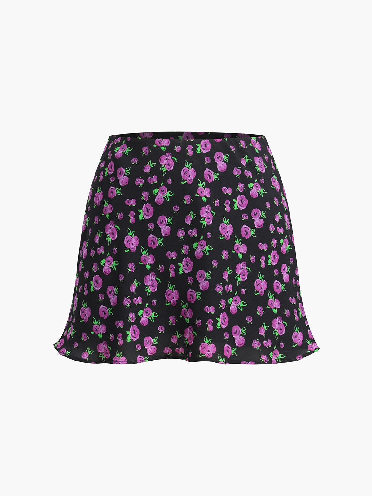 Rosa Rugosa Floral Zippered Mini Skirt