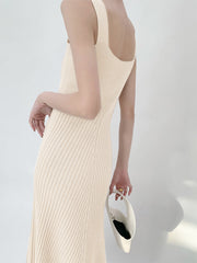 Solid Flowy Knit Midi Dress