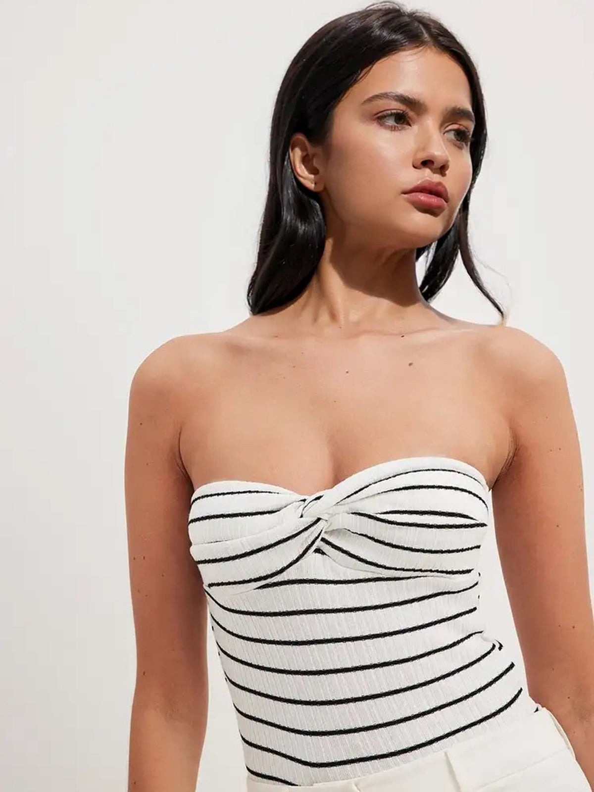 Sweetheart Knotted Stripe Tube Top