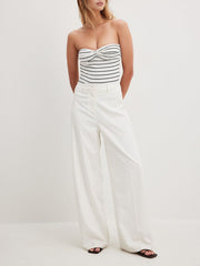 Sweetheart Knotted Stripe Tube Top