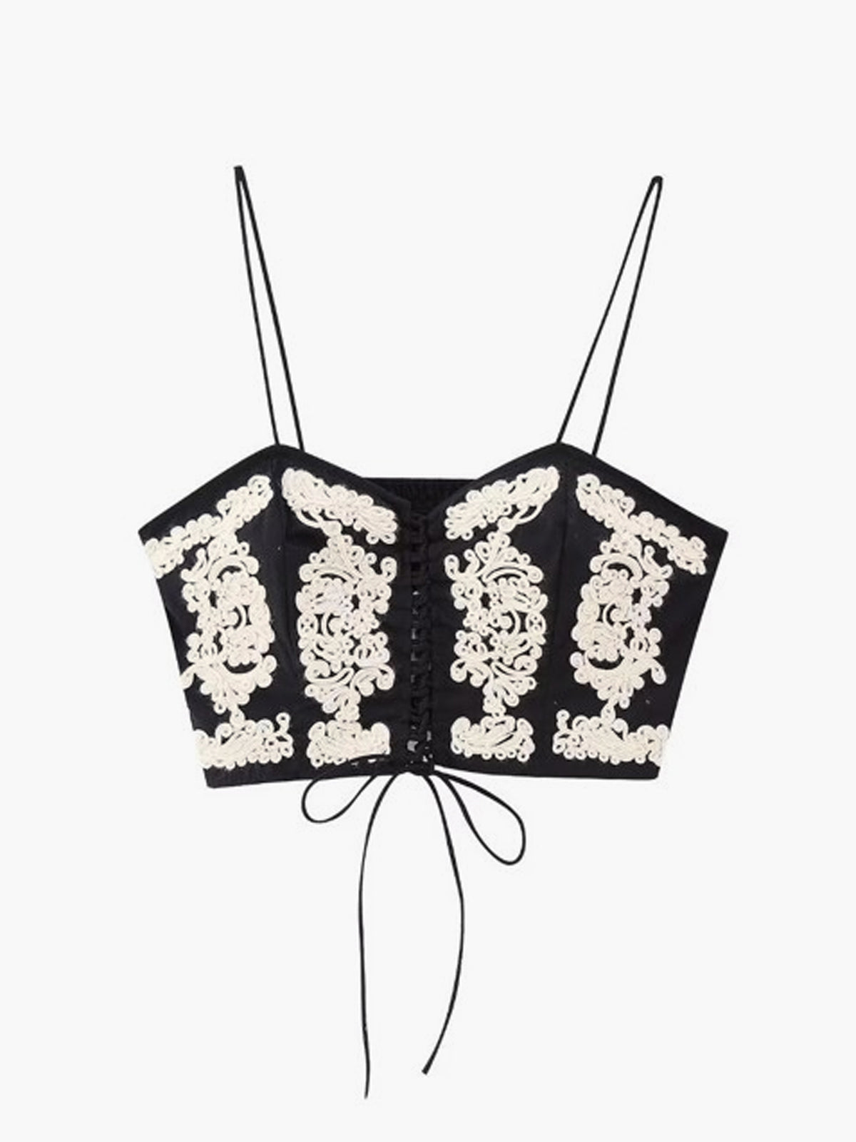 Embroidered Floral Tied Corset Top