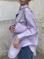 Lavender Button Down Oversized Shirt