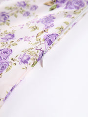 Violet Roses Floral Zippered Slit Milkmaid Midi Dress