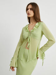 Greeness Ruffle Tied Top