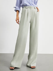 Business Casual Pockets Pleat Wide Leg Pants