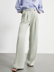 Business Casual Pockets Pleat Wide Leg Pants