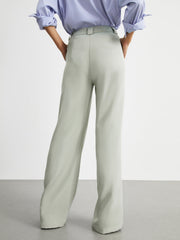 Business Casual Pockets Pleat Wide Leg Pants