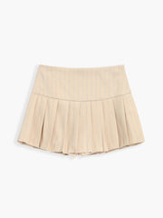 Pinstripe Pleat Zippered Mini Skirt