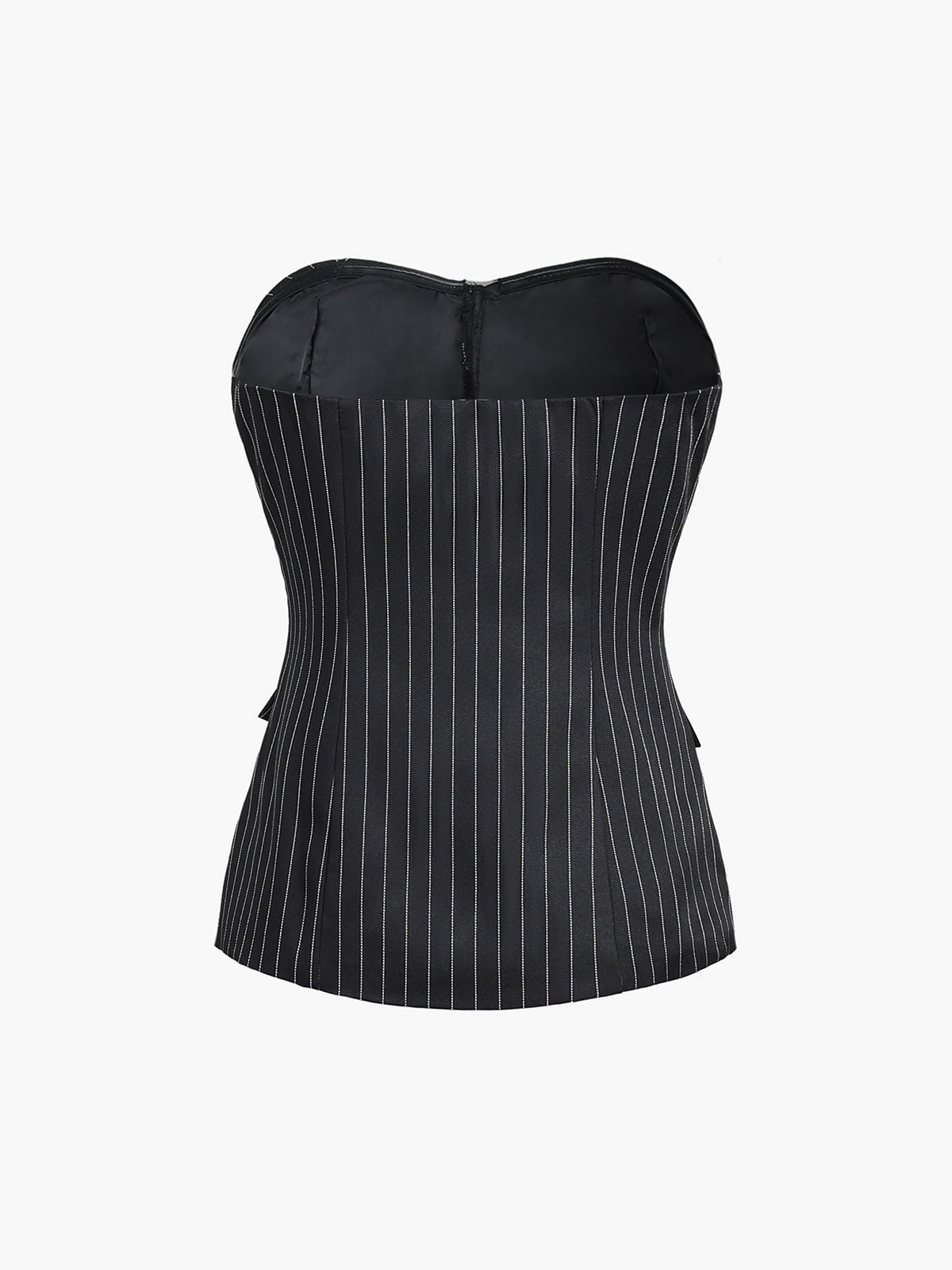 Sweetheart Pinstripe Zippered Tube Top