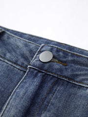 Faded Denim Buttoned Maxi Skirt