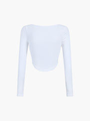 Bustier Long Sleeve Twist Rib Crop Top