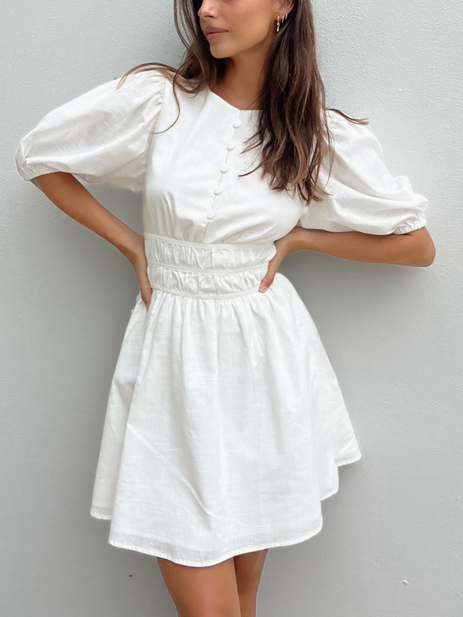 Cowgirl Aesthetics Puff Sleeve Short Dress